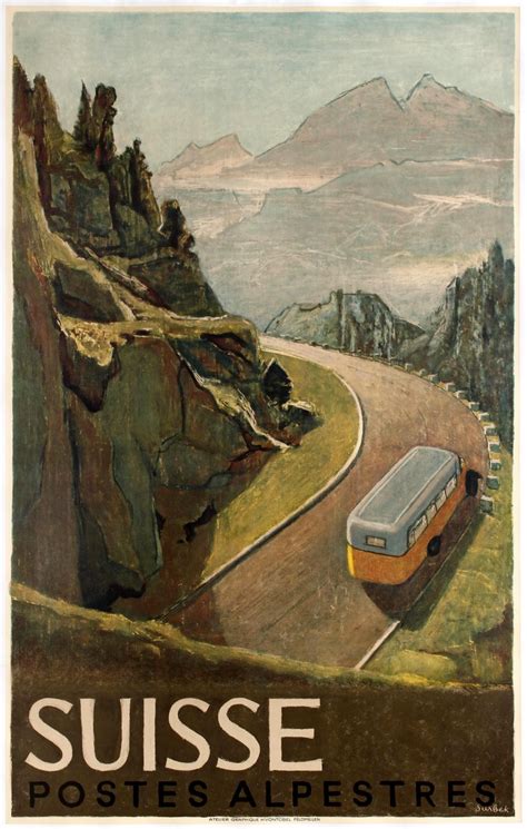 Victor Surbek Original Vintage Swiss Travel Poster Suisse Postes