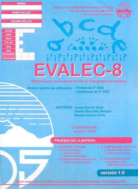 EVALEC 8 BATERíA PARA LA EVALUACIóN DE LA COMPETENCIA LECTORA 1