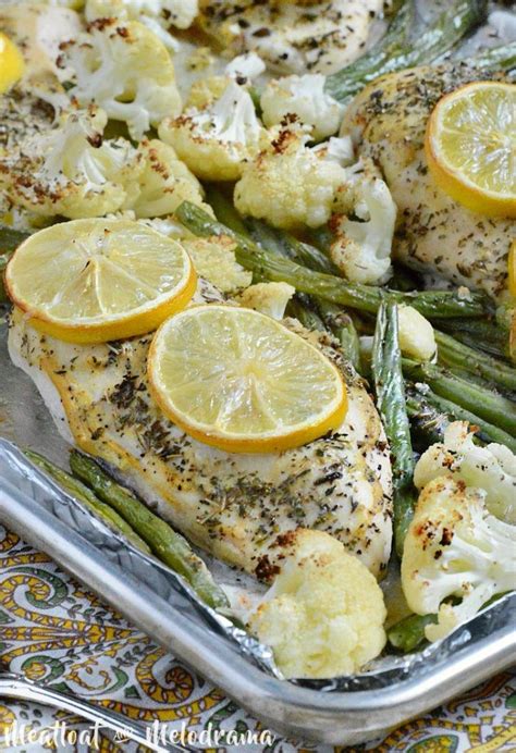 Sheet Pan Lemon Herb Chicken Dinner With Baked Cauliflower And Green Beans Italian Chicken