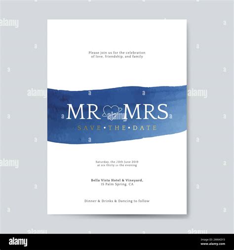 Blue Wedding Invitation Card Vector Stock Vector Image And Art Alamy