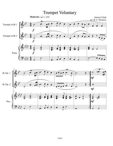 Trumpet Voluntary Trumpet Duet With Optional Piano Accompaniment Arr