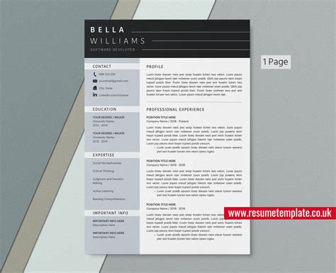 Mac Pages Modern Resume Cv Template Cover Letter Curriculum Vitae