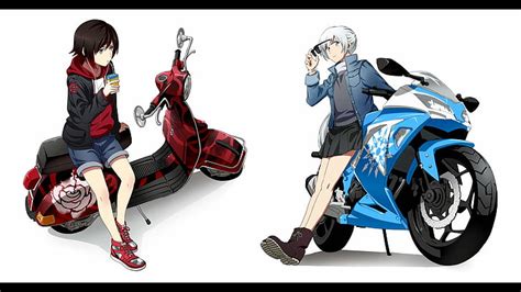 Anime Rwby Motocicleta Ruby Rose Rwby Weiss Schnee Fondo De