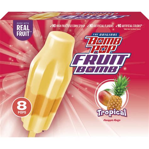 Bomb Pop® Fruit Bomb® Tropical Pineapple Mango Fruit Ice Pop 8 Ct Box