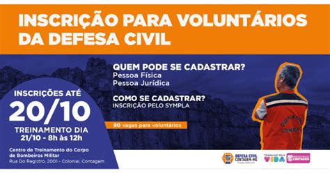 Inscri O Para Volunt Rios Da Defesa Civil Contagem Em Contagem Sympla