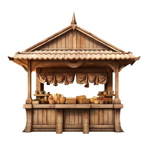 Ai Generated Farm Market Stall Wooden Fair Booth Kiosk Png Isolated On