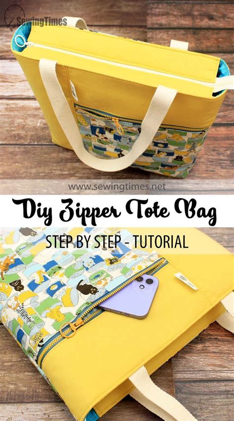 Diy Everyday Tote Bag With Zipper Tote Bag Tutorial Diy Tote Bag Tote Bags Sewing