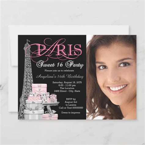 Pink Paris Sweet 16 Birthday Party Invitation Zazzle