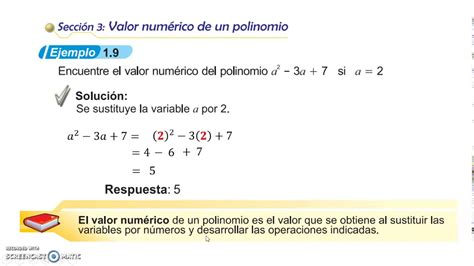 Valor Numérico De Un Polinomio Youtube