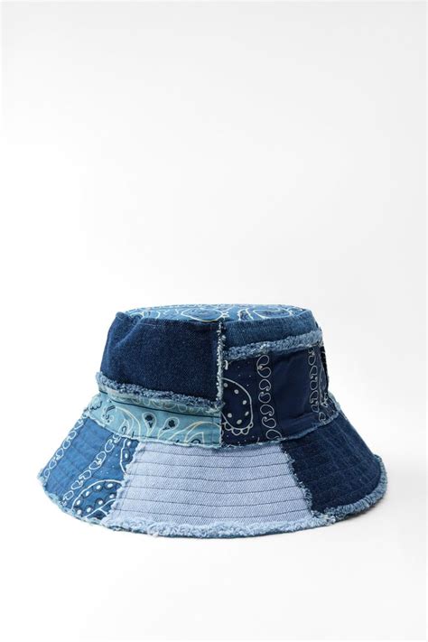 Patchwork Denim Bucket Hat In Denim Bucket Hat Denim Patchwork