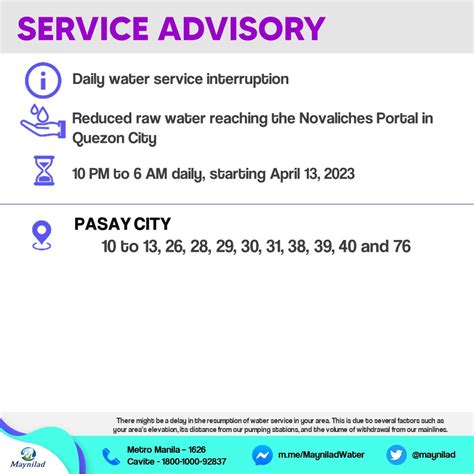 Maynilad Water Services Inc On Twitter Update Starting April 13