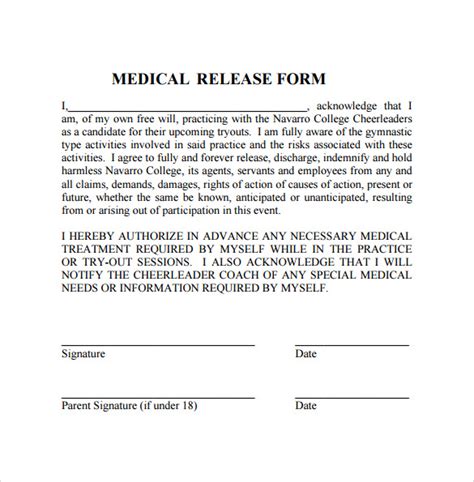 Medical Release Form Texas Template
