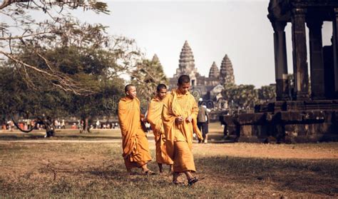 Unidentified Buddhist Monks In Angkor Wat Complex Editorial Photography