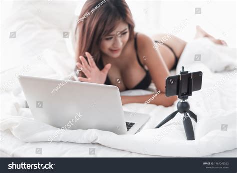 Portrait Sexy Asia Woman Wear Lingerie Stock Photo 1484043563