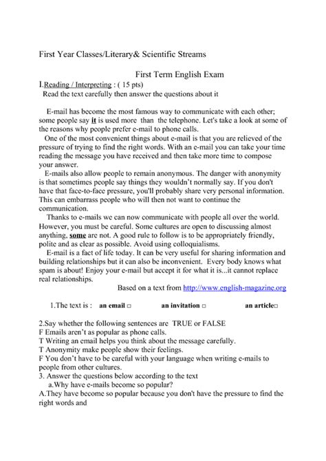 33 FREE Email English Worksheets