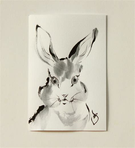 ink art Japanese art rabbit art illustration ink animal