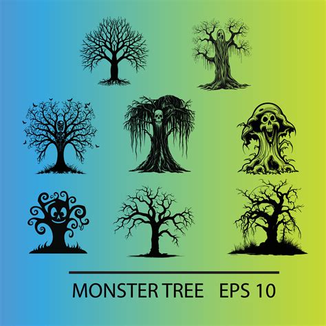 Six Creepy Trees On A Colorful Background 29358615 Vector Art At Vecteezy