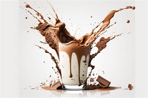 Premium Photo Chocolate Milk With Coffee Splash On A White Background