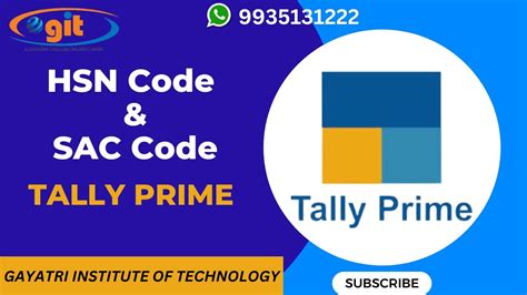 About Of HSN Code And SAC Code In Tally Prime GIT Education YouTube