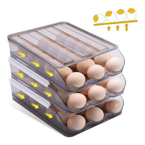 Auto Scrolling Egg Holder Organizer Count Egg Container For