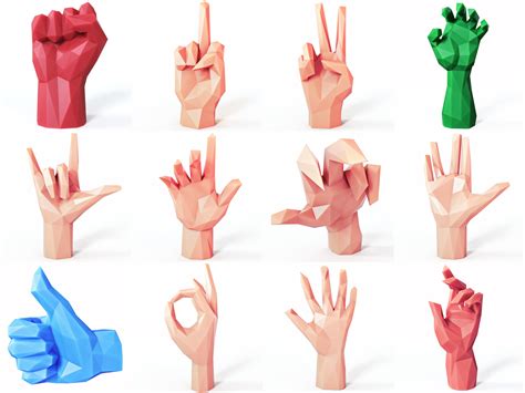 3d Model Hands Set Low Poly Vr Ar Low Poly Cgtrader