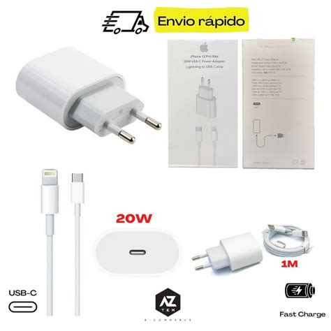 Kit Caixinha Carregador Turbo Usb C Cabo Iphone Apple Lightning Usb C