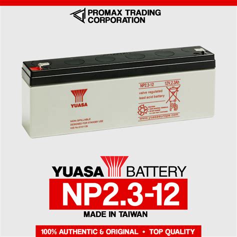 Yuasa Valve Regulated Lead Acid Battery NP2 3 12 12V 2 3Ah Made In