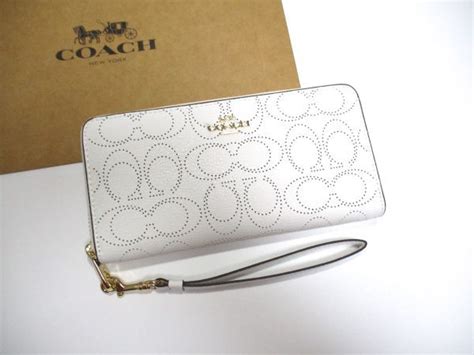 【未使用】coach 長財布 新品 同様 未使用 正規品 217 ジッピーウォレット メンズ レディース C4715 リストストラップ 白