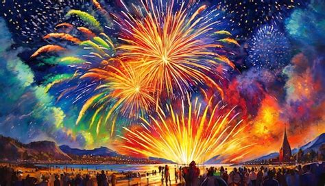 Premium Photo Explosive Celebration Ignites Vibrant Firework Display