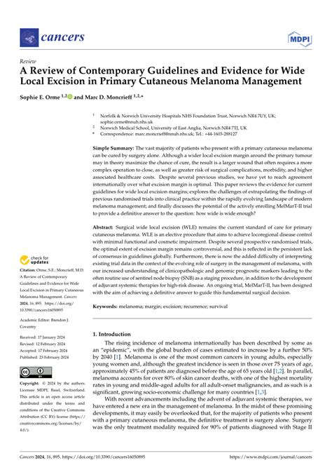 Pdf A Review Of Contemporary Guidelines And Evidence For Wide Local Excision In Primary