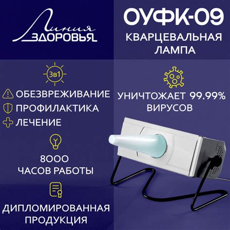 Лампа ультрафиолетовая бактерицидная ОУФК-09, медицинский аппарат для ...