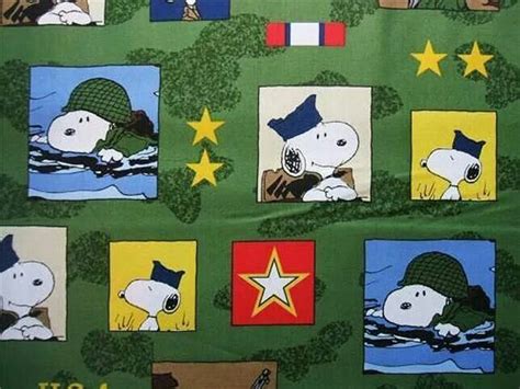 Snoopy Military Quilting Treasures Peanut Pictures Fabric Yard