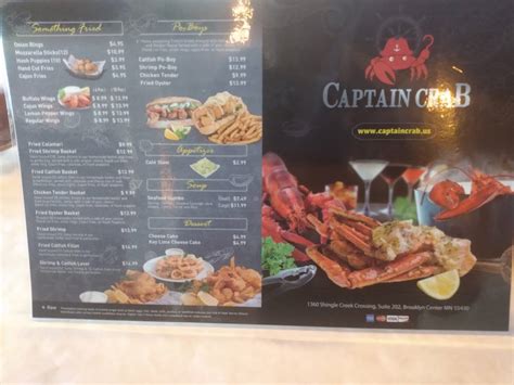 Menu at Captain Crab restaurant, Brooklyn Center