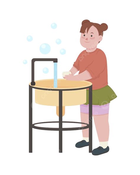 Rubbing Hands Vector Hd Images Girl Rubbing Soap With Hands Semi Flat Color Vector Character