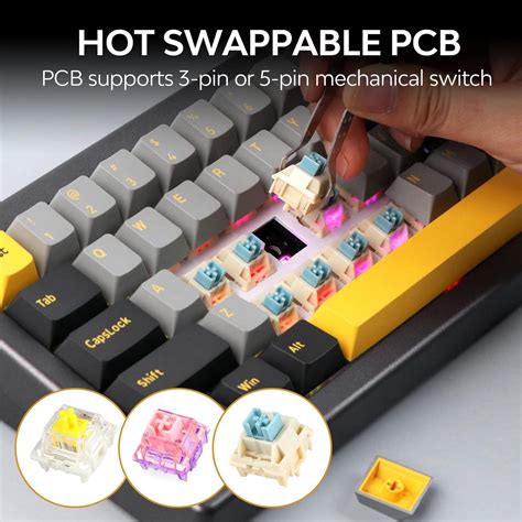 EPOMAKER EK68 65 Gasket NKRO Hot Swappable 2 4Ghz Bluetooth 5 0 USB C