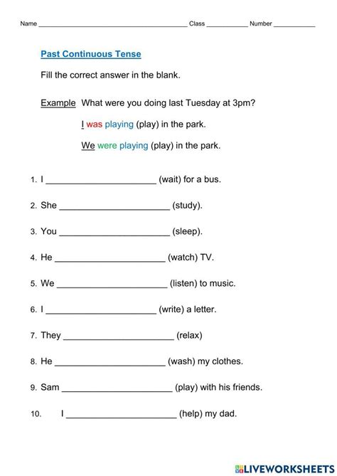 Past Continuous Tense Online Exercise For Grade Live 55 Off