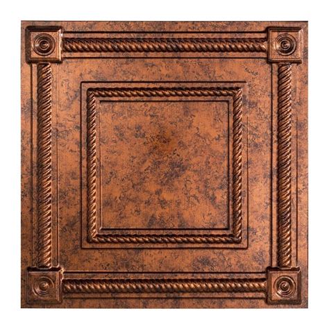 Fasade 2 Ft X 2 Ft Coffer Moonstone Copper Pvc Drop Ceiling Tile 5 Pack 20 Sq Ft Case In