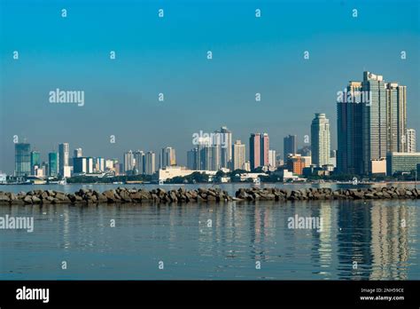Skyline Buildings Are Seen Along Roxas Boulevard In Manila Philippines