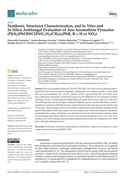 Pdf Synthesis Structural Characterization And In Vitro And In