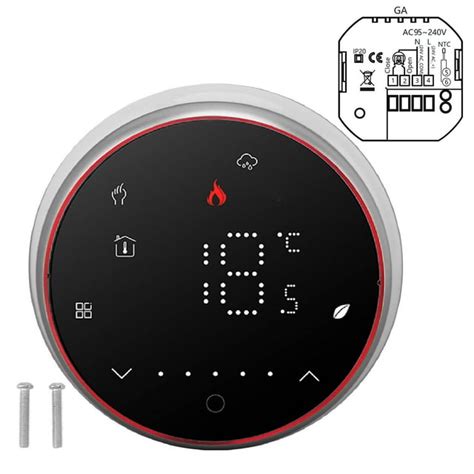 Smart Thermostat 1 Week Programmable Led Display Recessed Round Digital Thermostat Ac95240v For