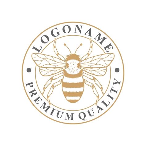 Plantilla De Logotipo De Abeja De Miel Dibujada A Mano Vector Premium