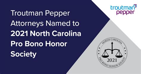 Troutman Pepper Attorneys Named To 2021 North Carolina Pro Bono Honor