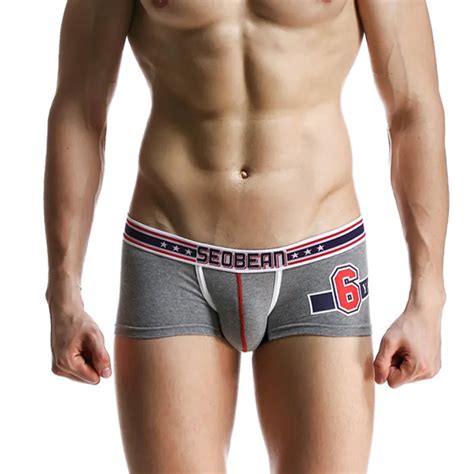 New Seobean Mens Boxers Underwear U Bag Boxer Solid Cotton Sexy Low