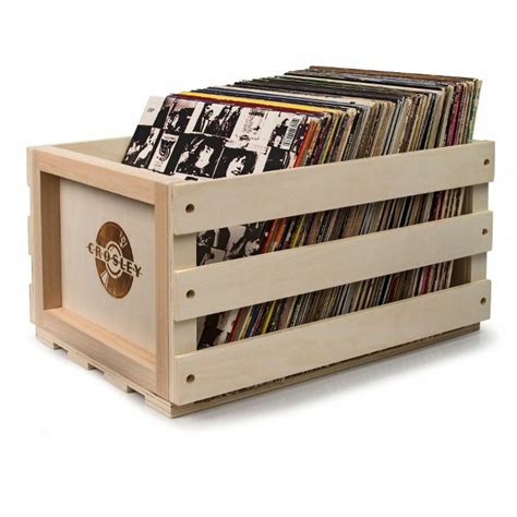 Crosley Ac1004a 12 Inch Lp Vinyl Record Storage Crate Natural Wood At