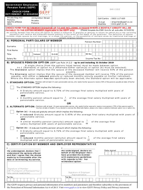 Fillable Online Gepf Choice Form Resignation Fill Online Printable