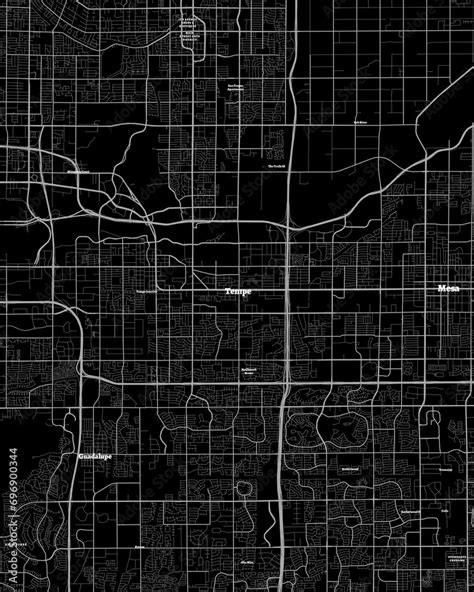 Tempe Arizona Map Detailed Dark Map Of Tempe Arizona Stock