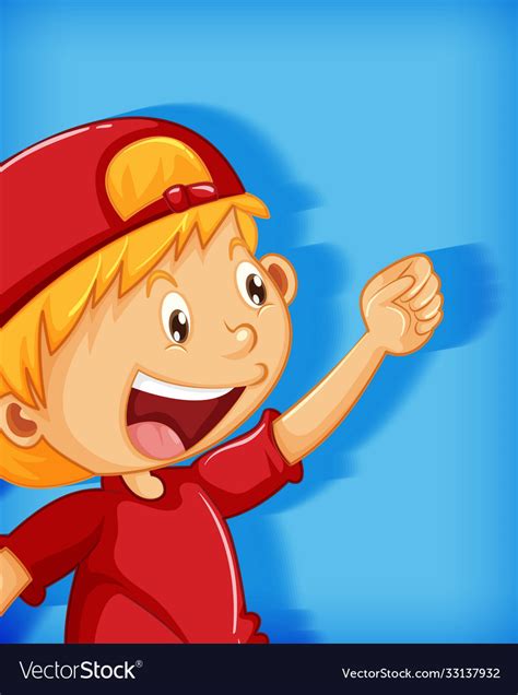 Cute Boy Wearing Red Cap With Stranglehold Vector Image