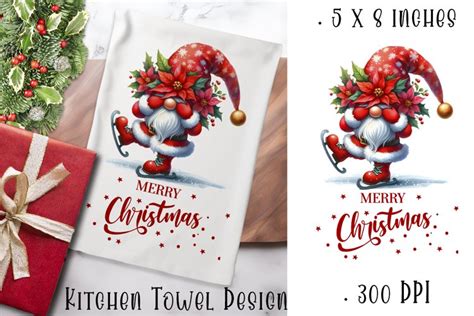 Christmas Kitchen Towel Sublimation Design Gnomes 4832557