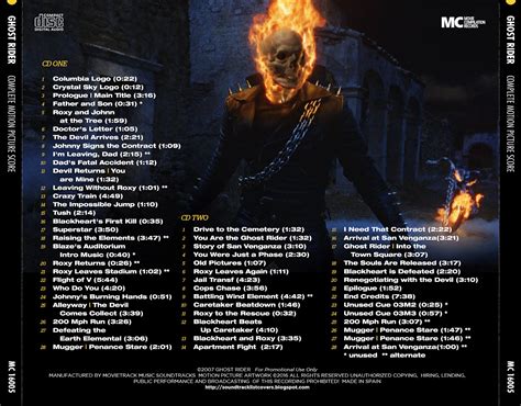 Soundtrack List Covers Ghost Rider Complete Christopher Young