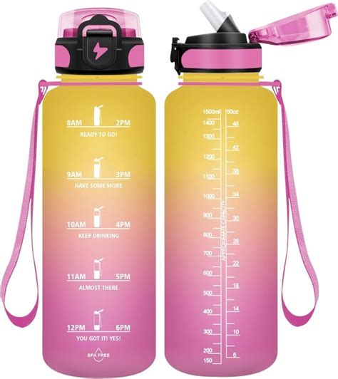 Drinkfles Met Rietje 1 5 Liter BPA Vrij 1500 Ml Lekvrij Kunststof